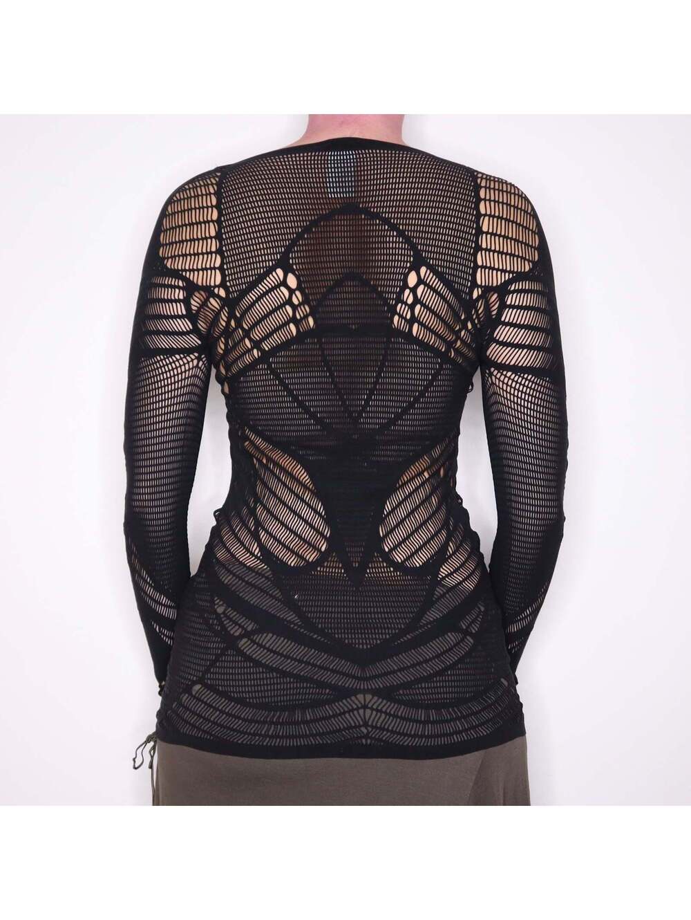 Modern WOLFORD Black Fishnet Long Sleeve Top (XS) - Picture 2 of 5